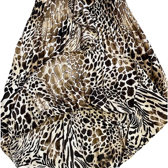 Sunny Leigh Animal Print Dress Sz S Sheer Chiffon Pleated Baddie Office Siren - Picture 13 of 13